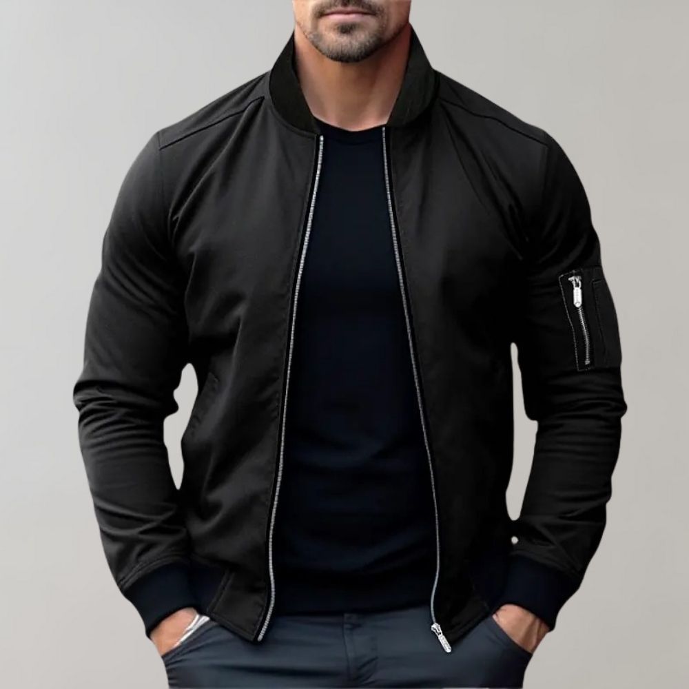 Stylish Bomber Jacket for Men - Rafa-Black-M-The Livary