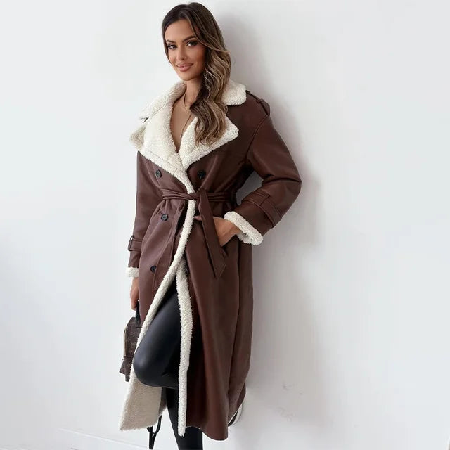 Stylish Long Women's Winter Coat - Seraphina-Brown-S-The Livary