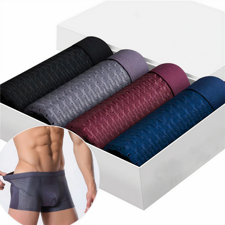 Bamboo Men's Boxers (Set of 10) - Daan-4x Black + 2x Blue + 2x Red + 2x Grey-S-The Livary