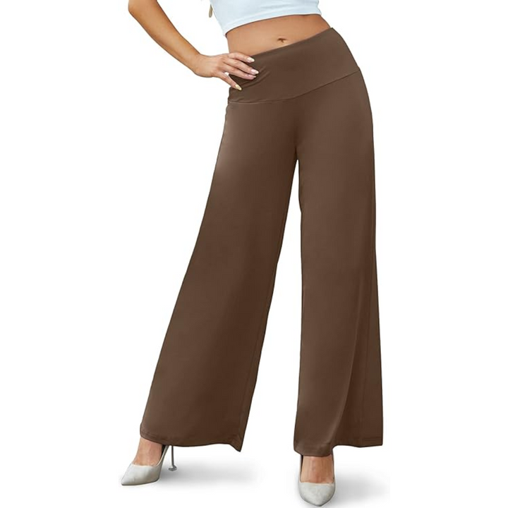 Comfortable High Waist Wide Palazzo Trousers - Oriana-Brown-S-The Livary