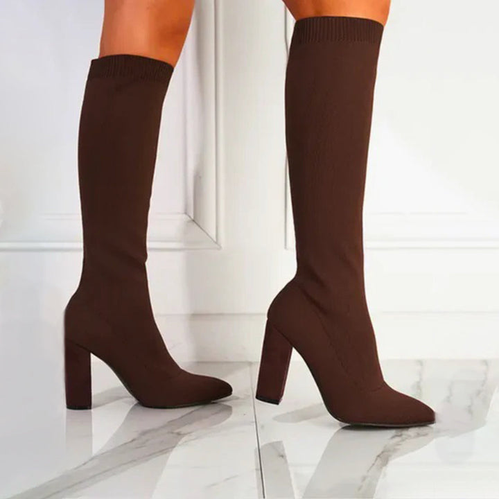Trendy Knee-High Boots - Sophia-Brown-2.5-The Livary