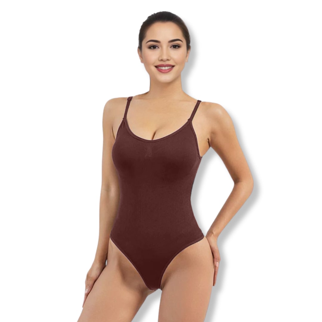 SculptEase Corrective Seamless Bodysuit String-Brown-S-The Livary