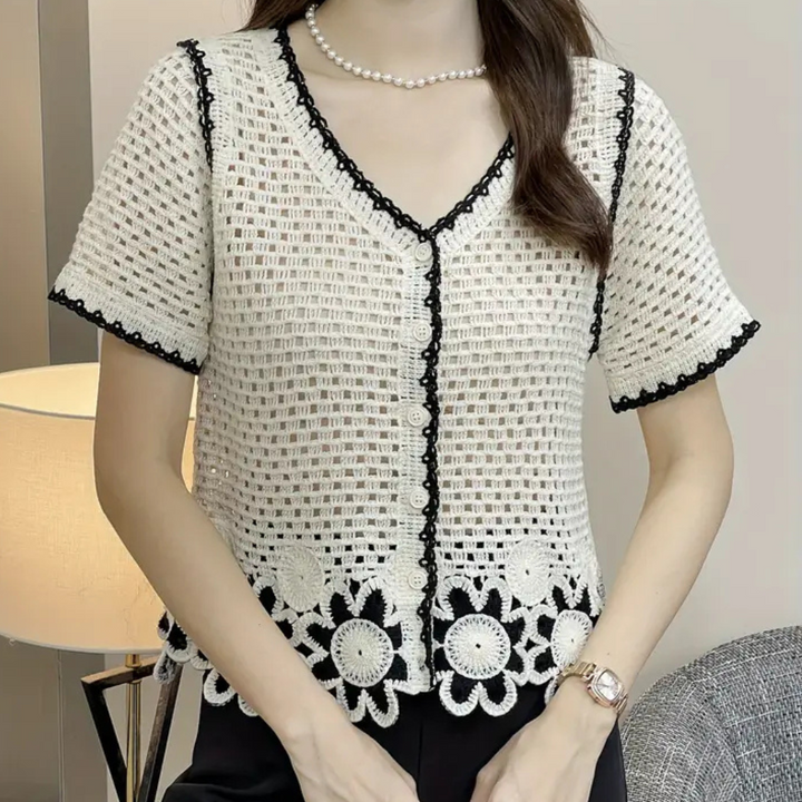 Trendy Openwork Blouse for Women - Livia-The Livary