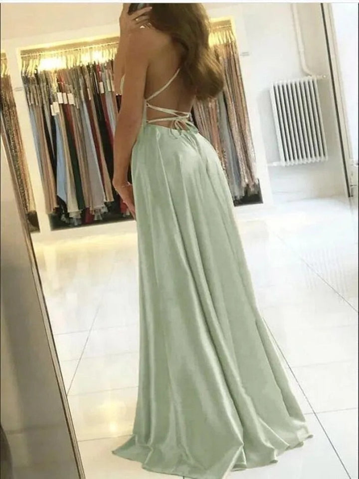 Flowing maxi dress with side slit - Sophie-Pink-S-The Livary