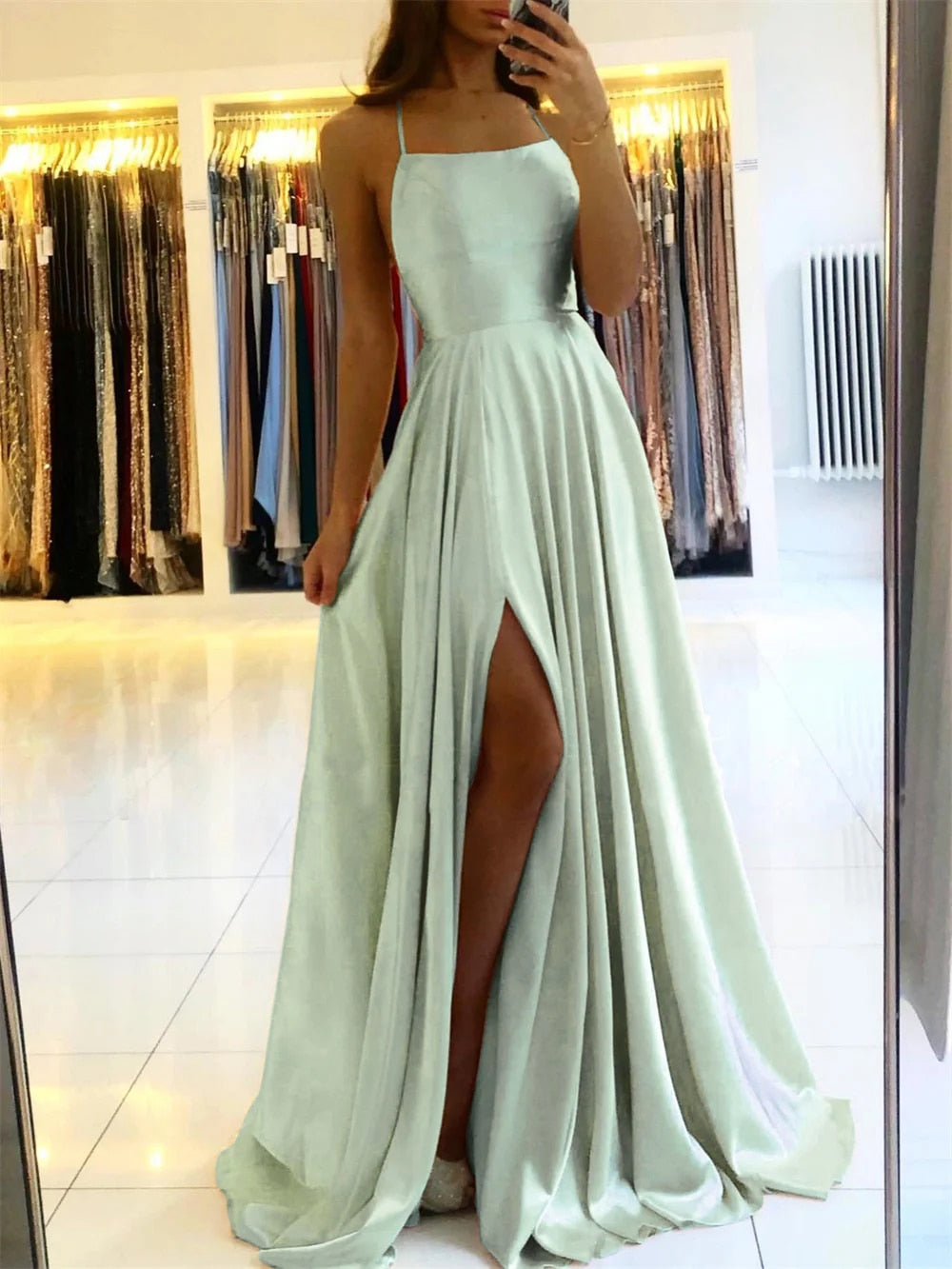 Flowing maxi dress with side slit - Sophie-Green-S-The Livary