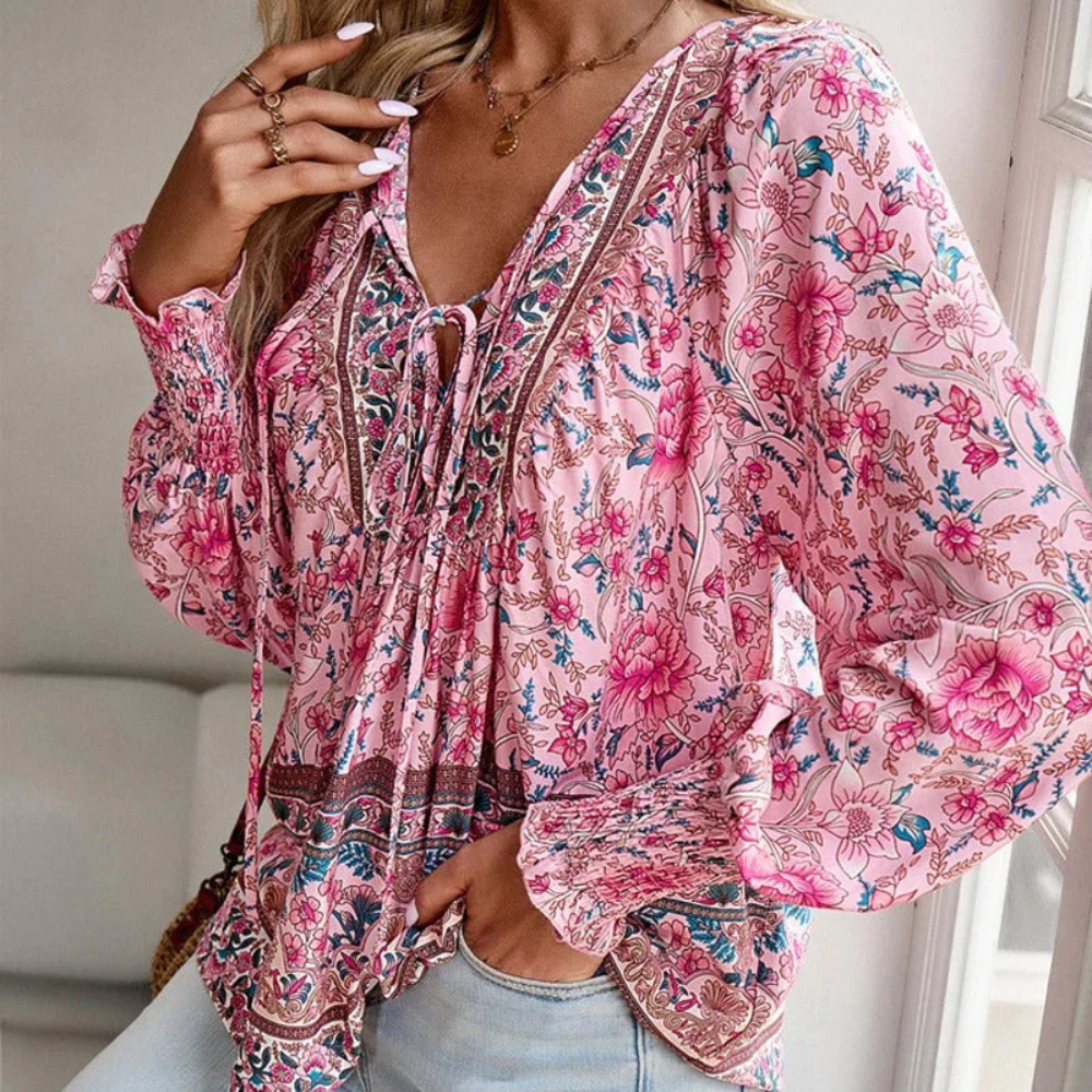 Fashionable Blouse with Floral Print for Women - Valerie-XS-The Livary
