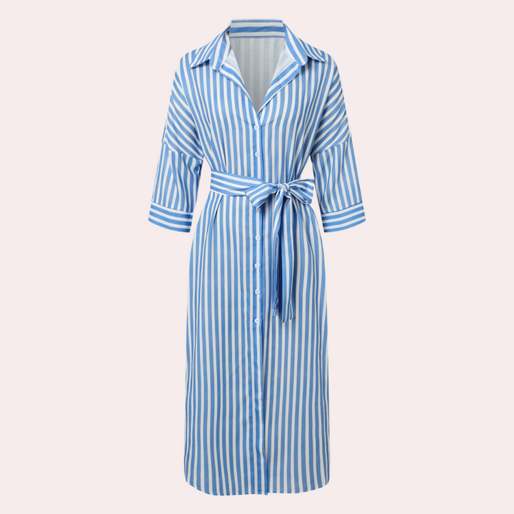Comfortable Button-Down Dress - Noa-Blue-2XS-The Livary