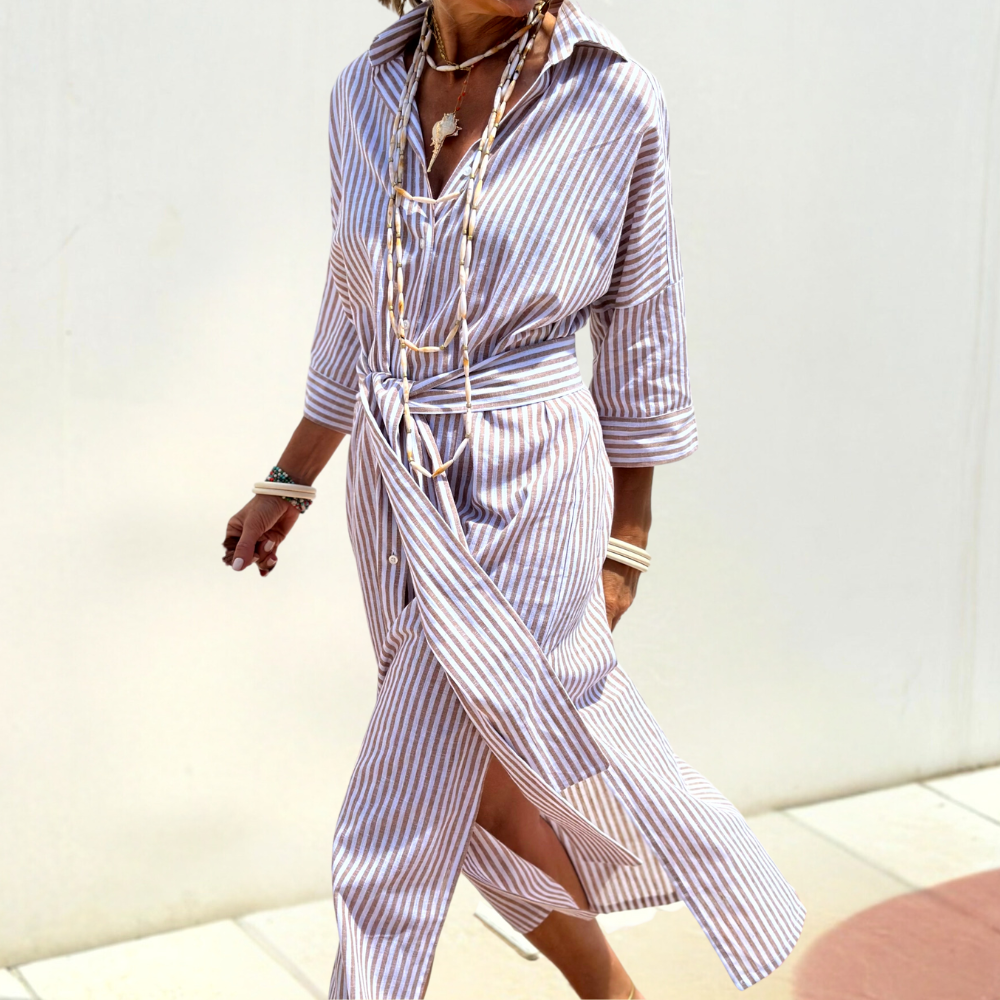 Comfortable Button-Down Dress - Noa-Grey-2XS-The Livary