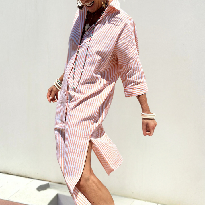 Comfortable Button-Down Dress - Noa-Pink-2XS-The Livary