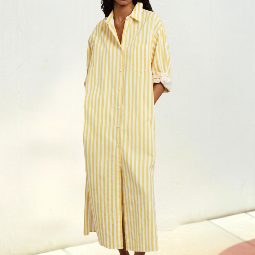 Comfortable Button-Down Dress - Noa-Yellow-2XS-The Livary