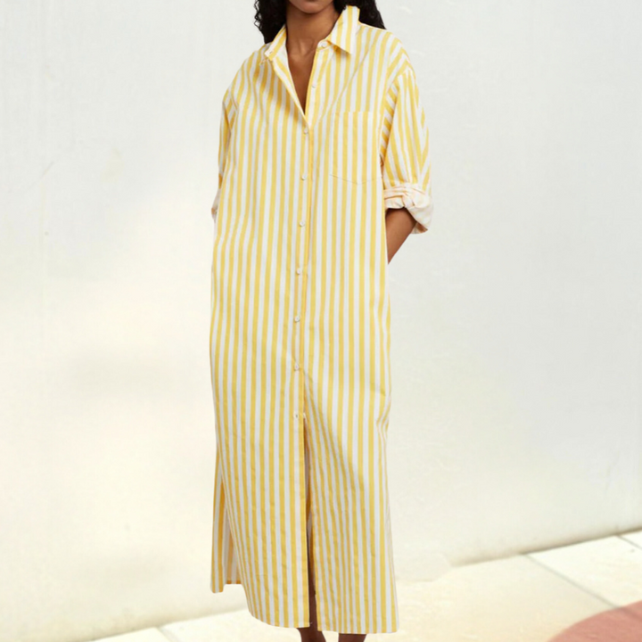 Comfortable Button-Down Dress - Noa-Yellow-2XS-The Livary