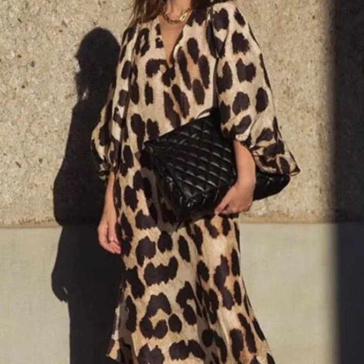 Loose-fit Panther Print Dress - Selena-2XS-The Livary
