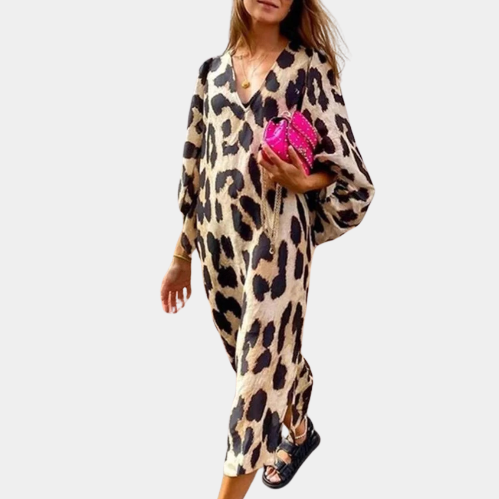 Loose-fit Panther Print Dress - Selena-2XS-The Livary