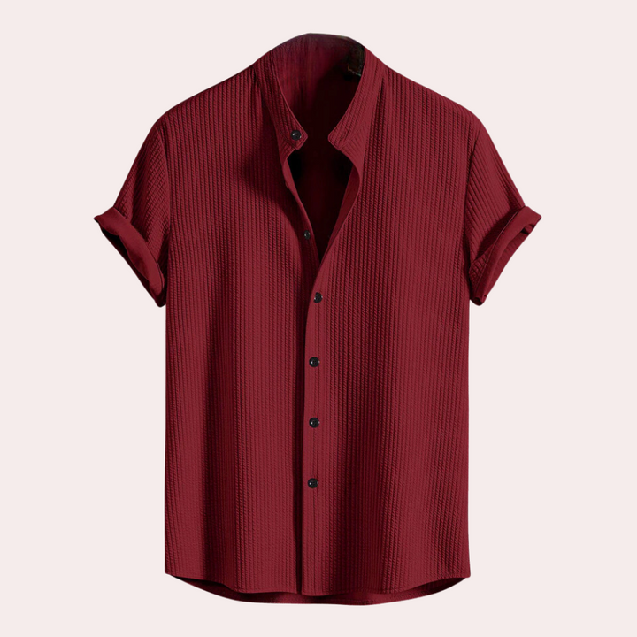 Stylish Short-Sleeved Shirt for Men - Victor-Red-S-The Livary