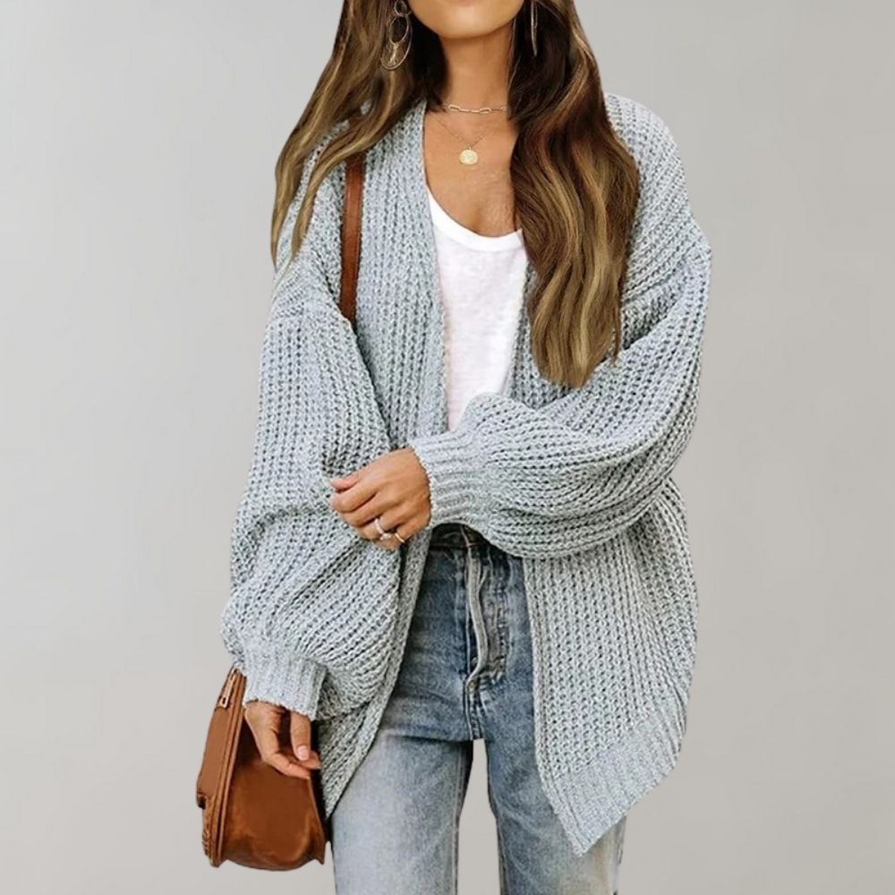 Casual Knitted Women's Cardigan - Aria-Gray-S-The Livary