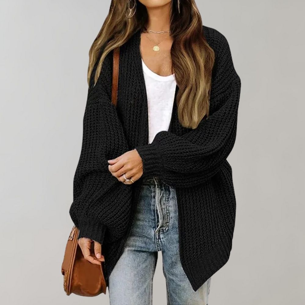 Casual Knitted Women's Cardigan - Aria-Black-S-The Livary