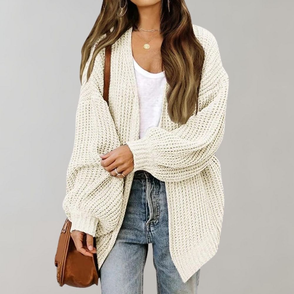Casual Knitted Women's Cardigan - Aria-White-S-The Livary