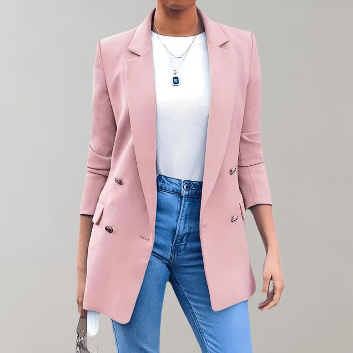 Stylish Long Ladies Jacket - Clara-Pink-S-The Livary