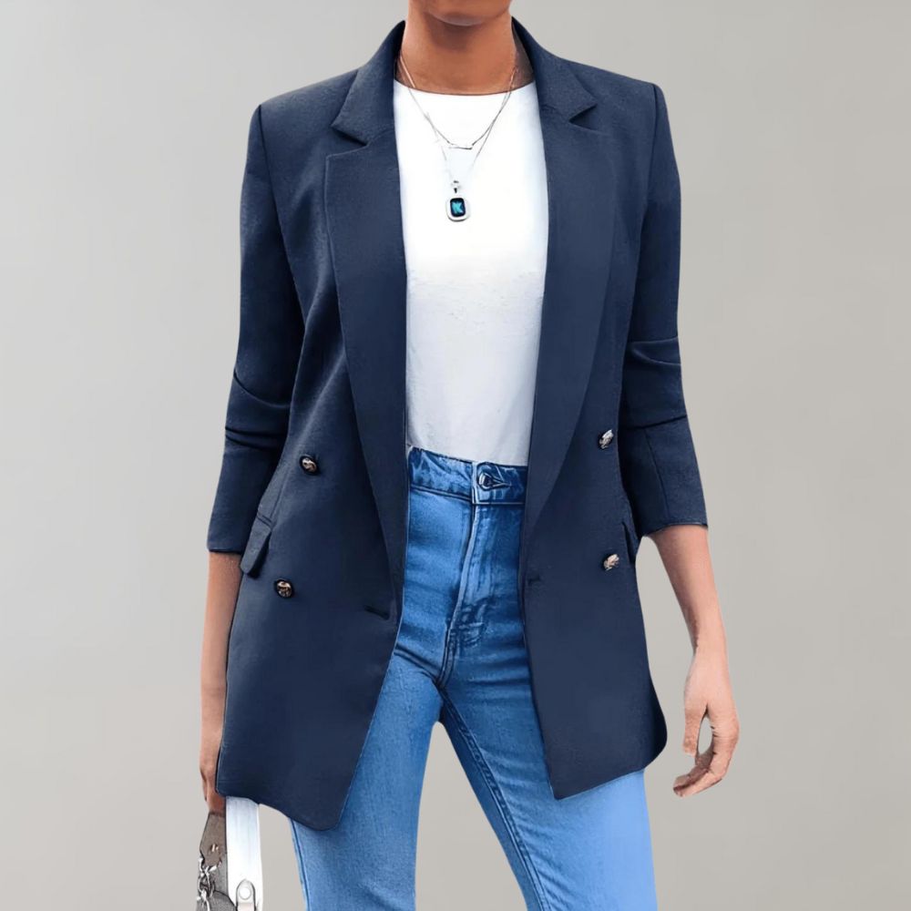 Stylish Long Ladies Jacket - Clara-Marine-S-The Livary