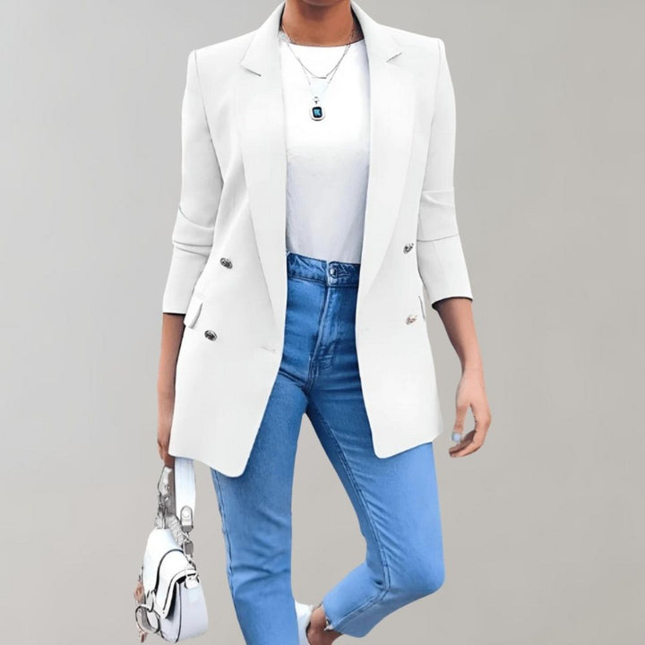 Stylish Long Ladies Jacket - Clara-White-S-The Livary