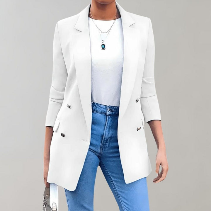 Stylish Long Ladies Jacket - Clara-White-S-The Livary