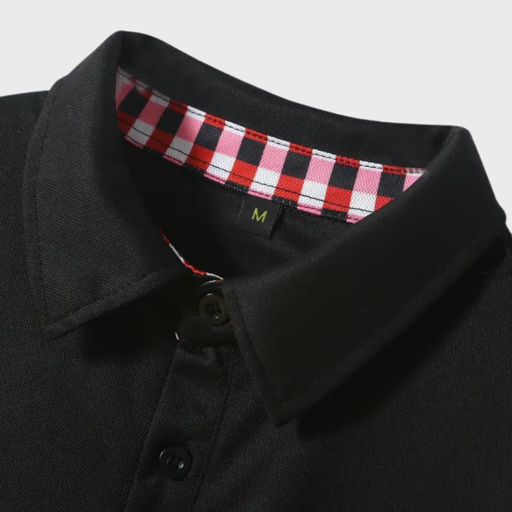 Men's Polo Shirt with Long Sleeves - Oliver-Black-S-The Livary