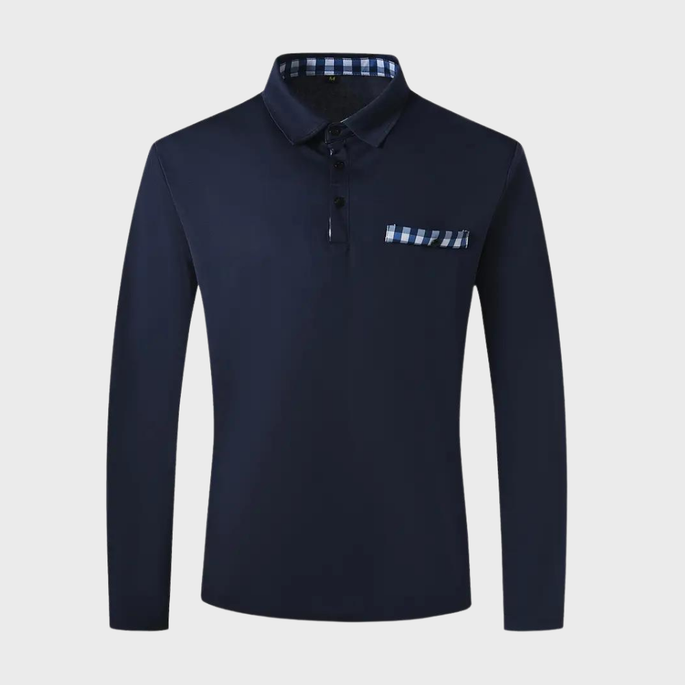 Men's Polo Shirt with Long Sleeves - Oliver-Black-S-The Livary