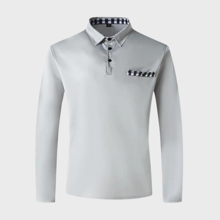 Men's Polo Shirt with Long Sleeves - Oliver-Black-S-The Livary
