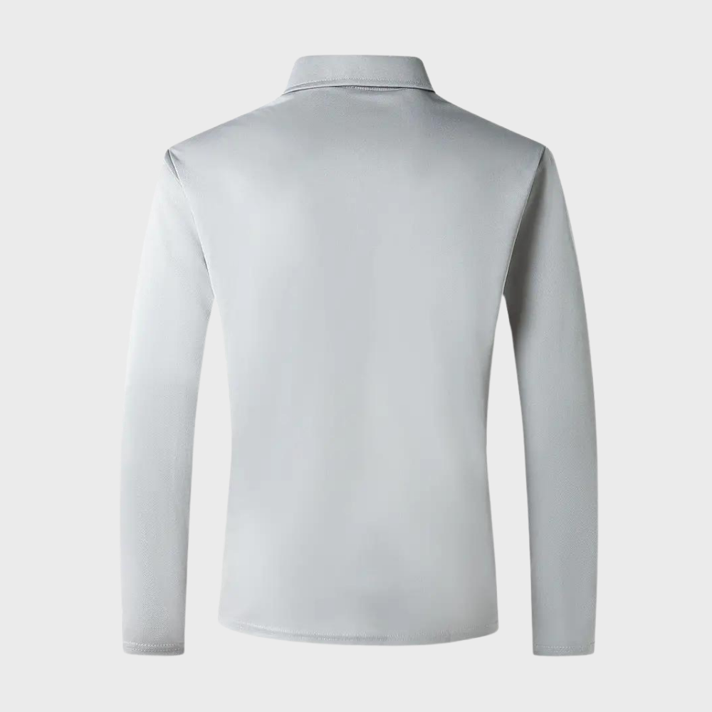 Men's Polo Shirt with Long Sleeves - Oliver-Black-S-The Livary