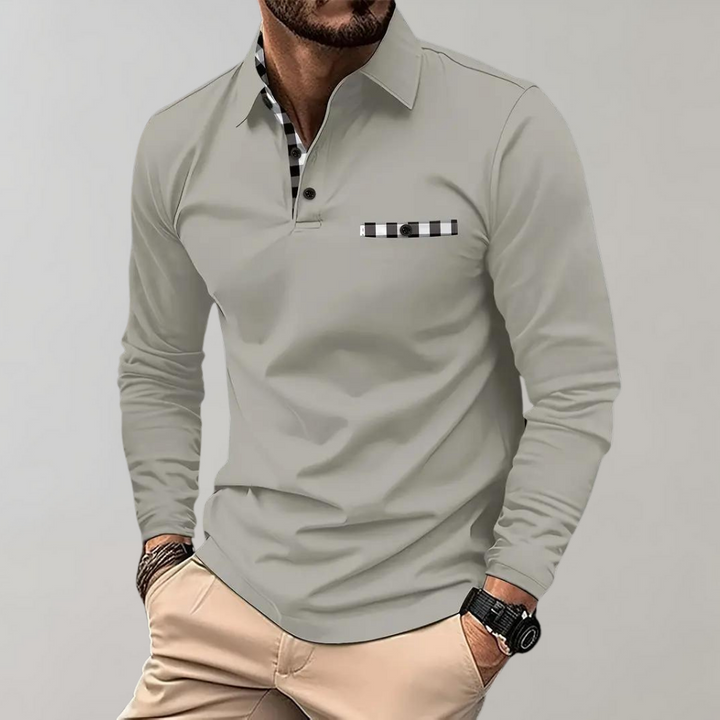 Men's Polo Shirt with Long Sleeves - Oliver-Grey-S-The Livary