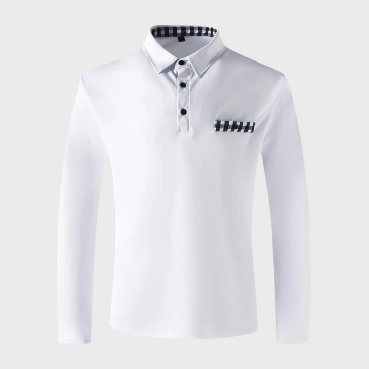 Men's Polo Shirt with Long Sleeves - Oliver-Black-S-The Livary