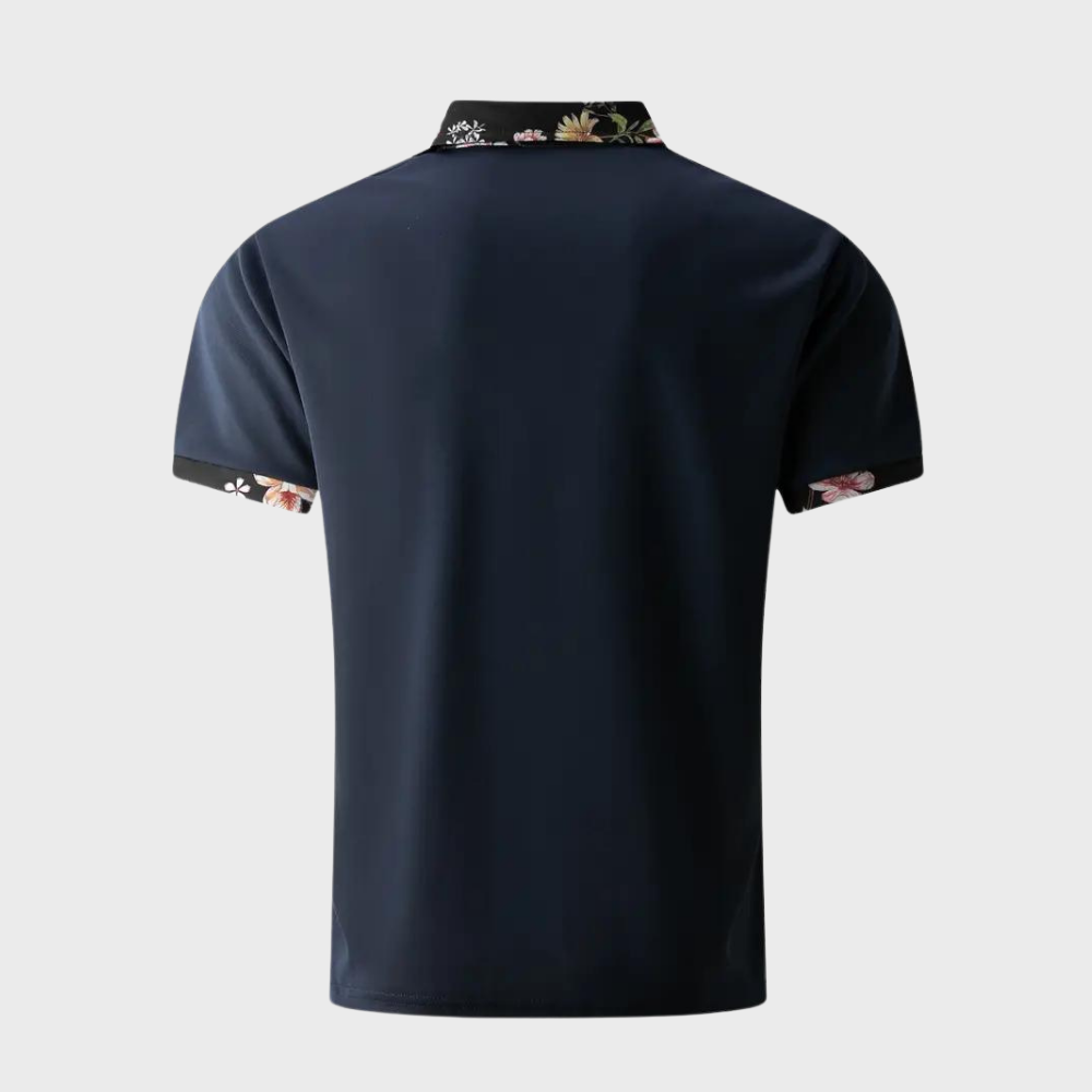 Men's Polo with Subtle Print - Noah-Black-XS-The Livary