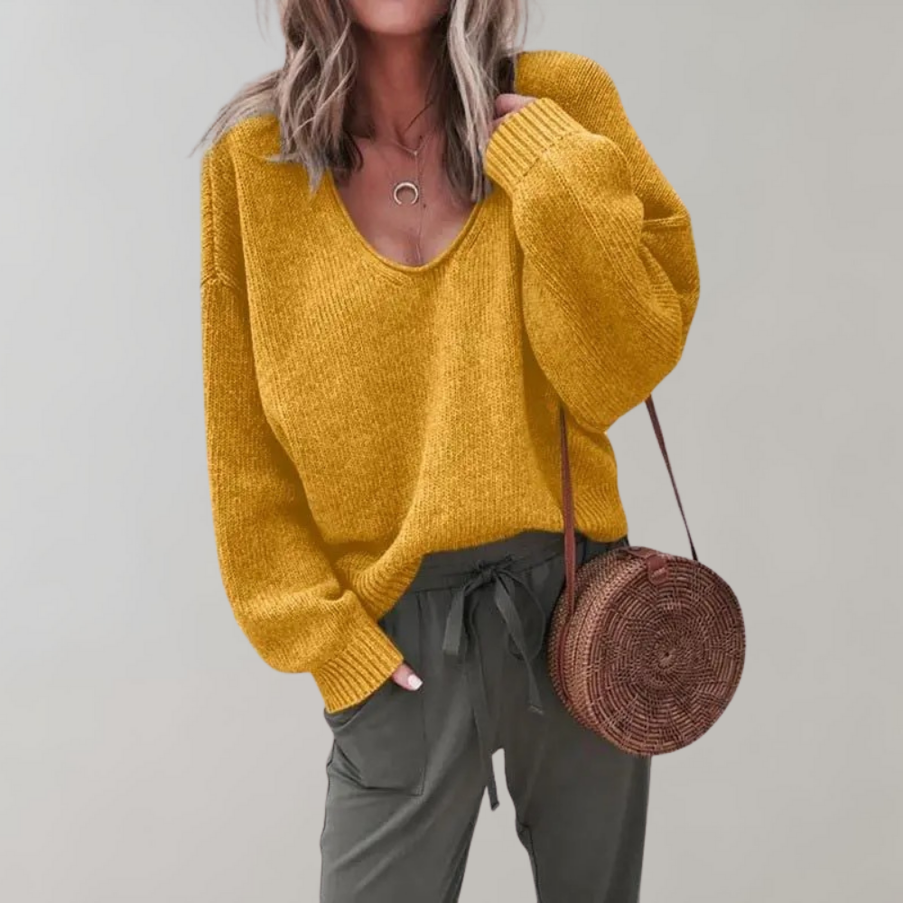 Casual Knitted Women's Sweater - Mila-Yellow-S-The Livary