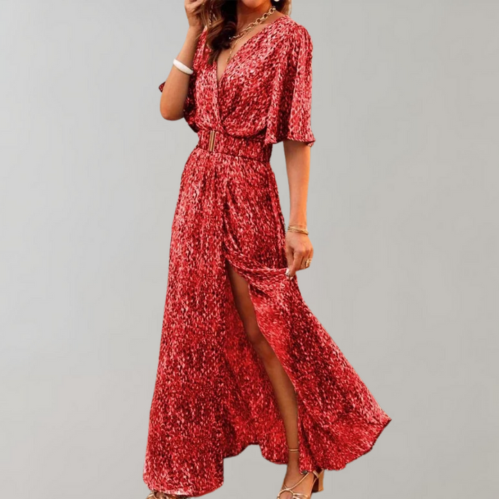 Airy maxi summer dress – Alina-Dark red-XS-The Livary