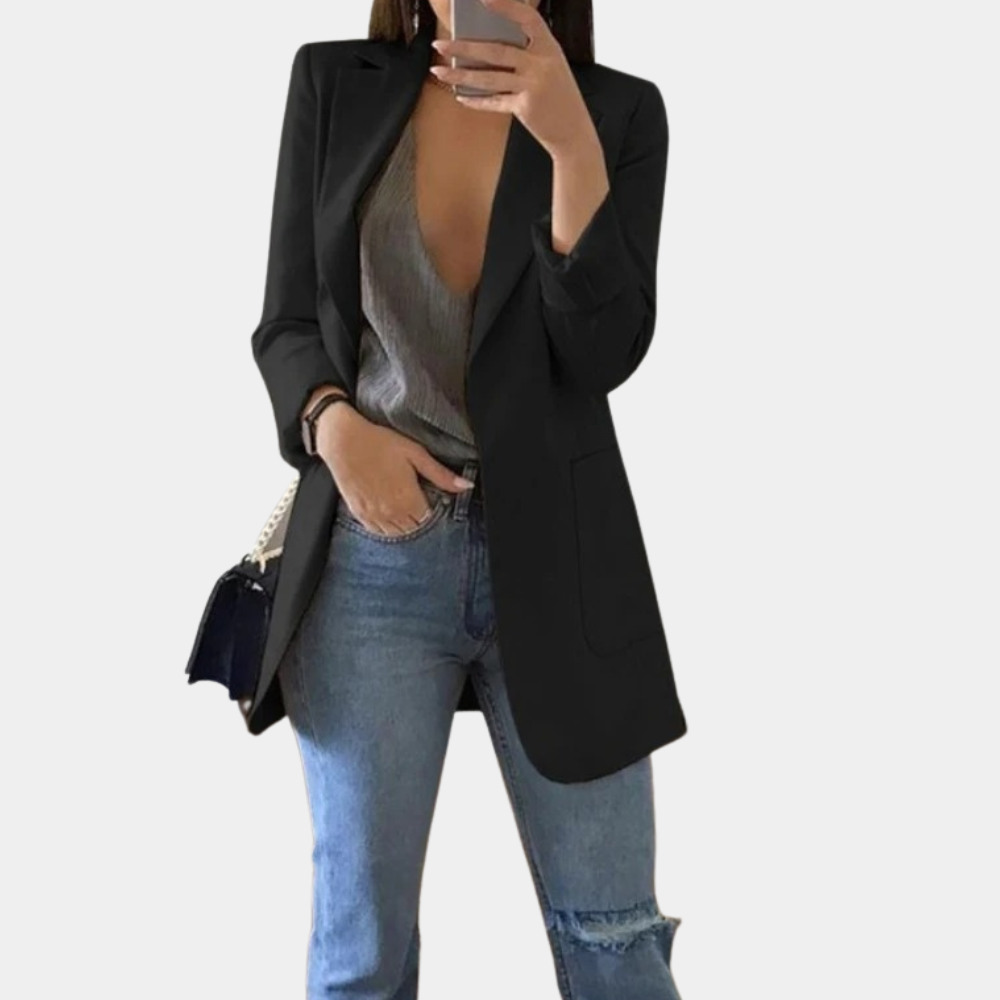 Fentii - Casual Long Blazer for Women-Black-S-The Livary