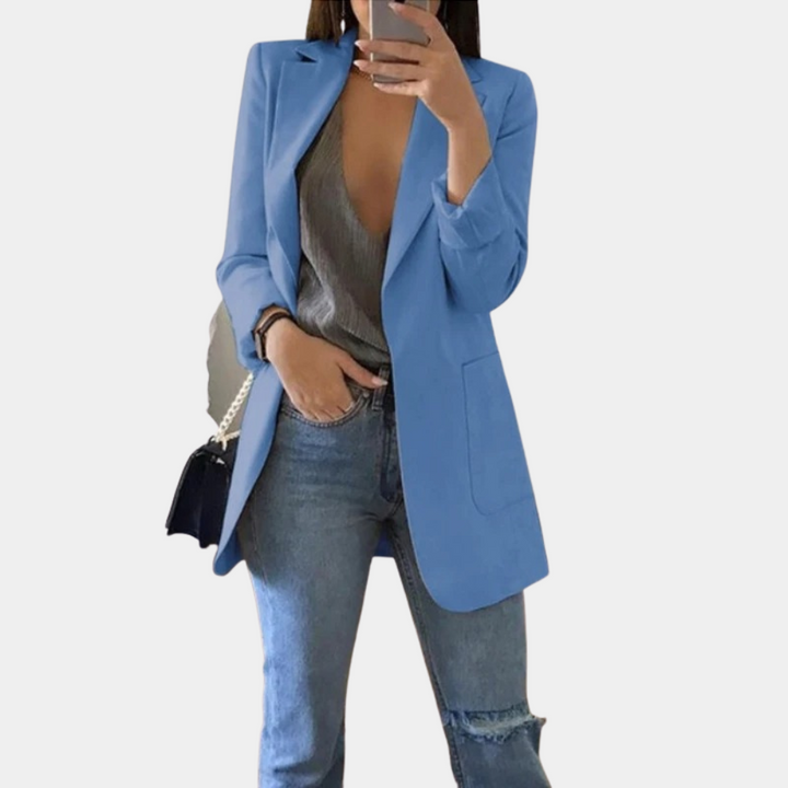 Fentii - Casual Long Blazer for Women-Blue-S-The Livary