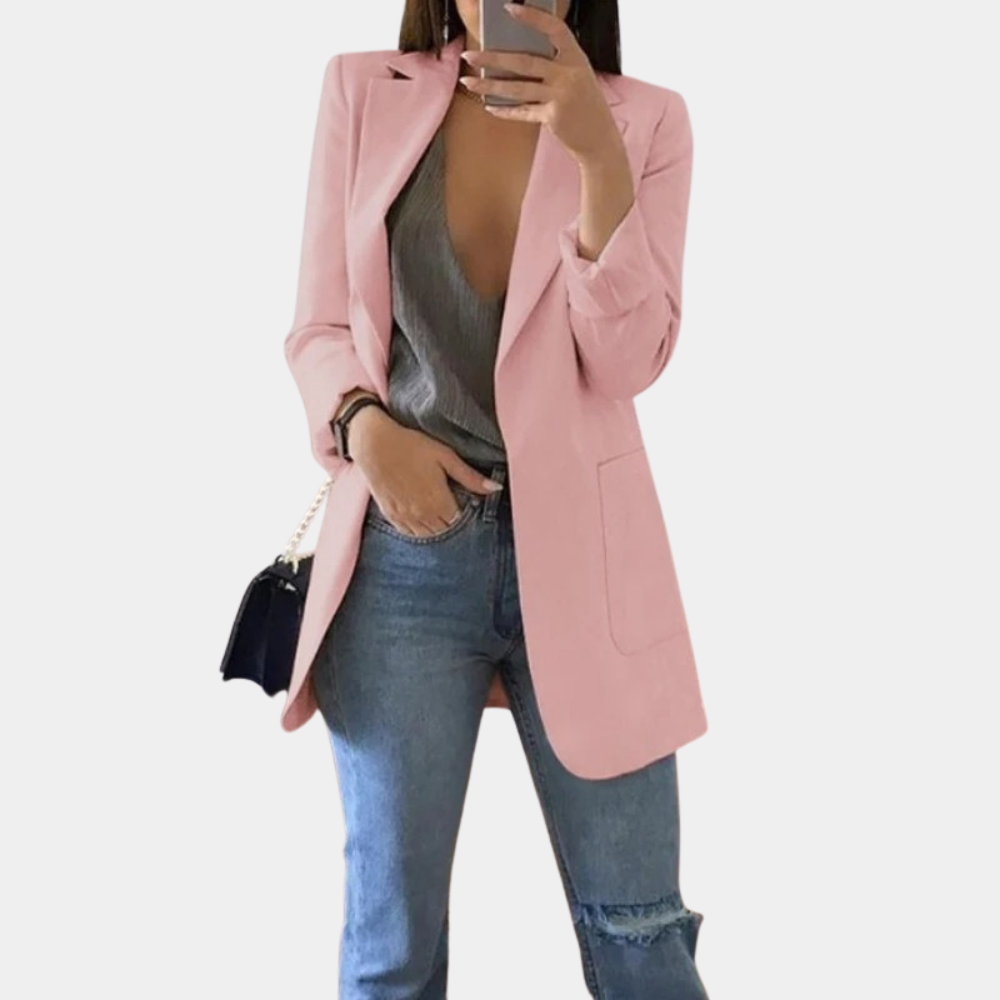 Fentii - Casual Long Blazer for Women-Pink-S-The Livary