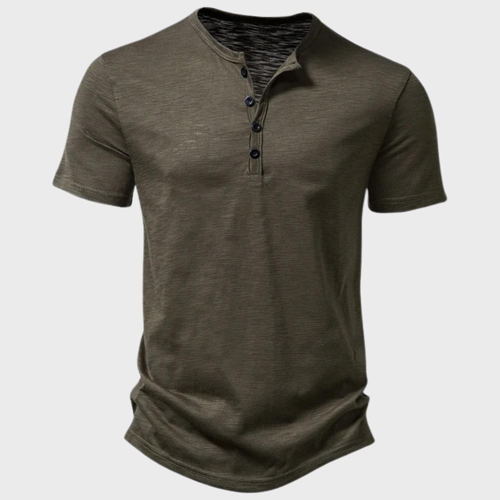 Casual Men's T-Shirt with Henley Collar - Cody-Green-S-The Livary