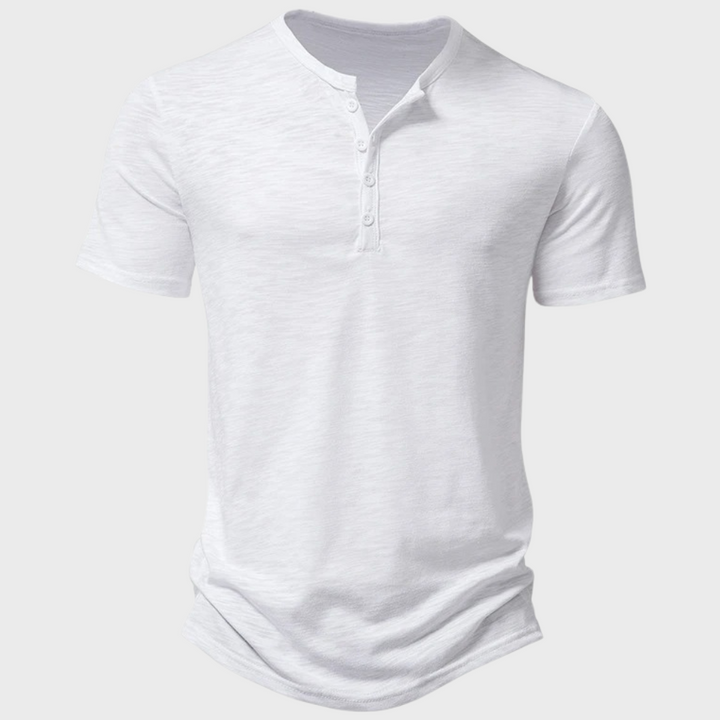 Casual Men's T-Shirt with Henley Collar - Cody-White-S-The Livary