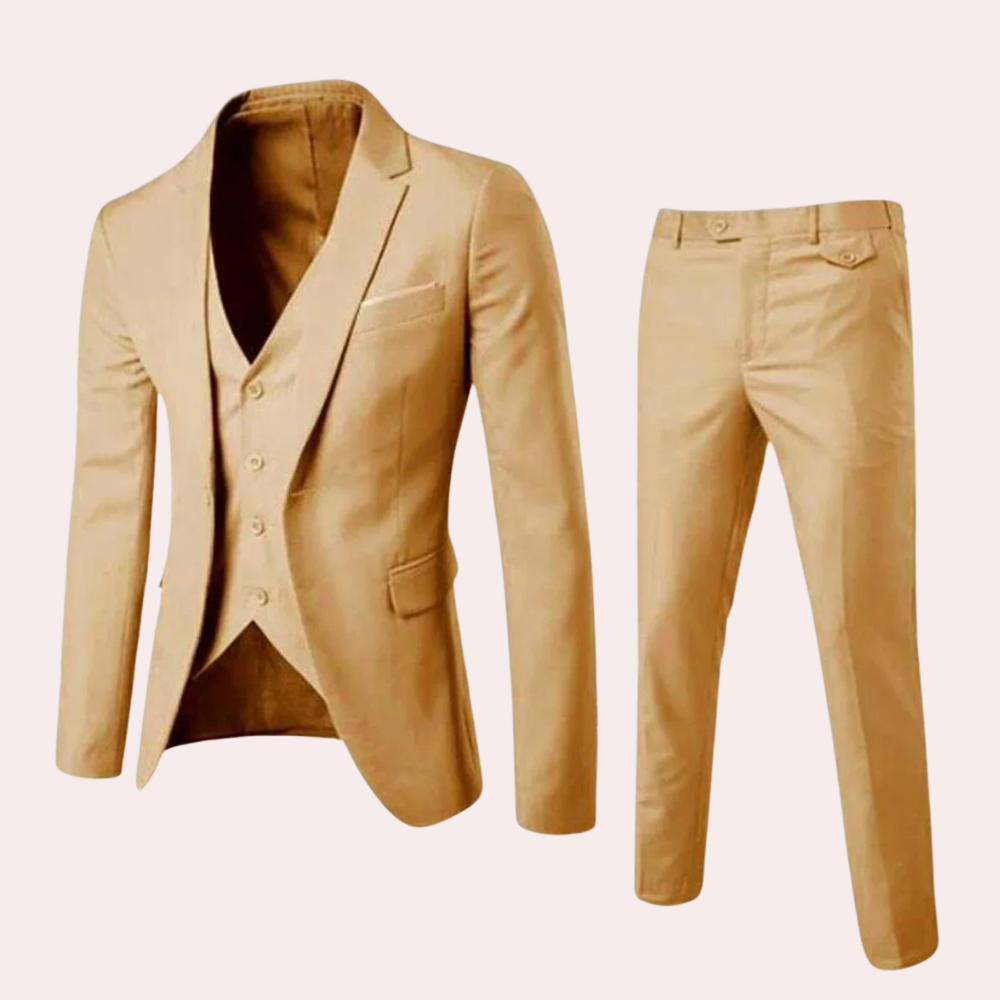 Men's Suit with Blazer and Trousers - Alexander-Khaki-S-The Livary