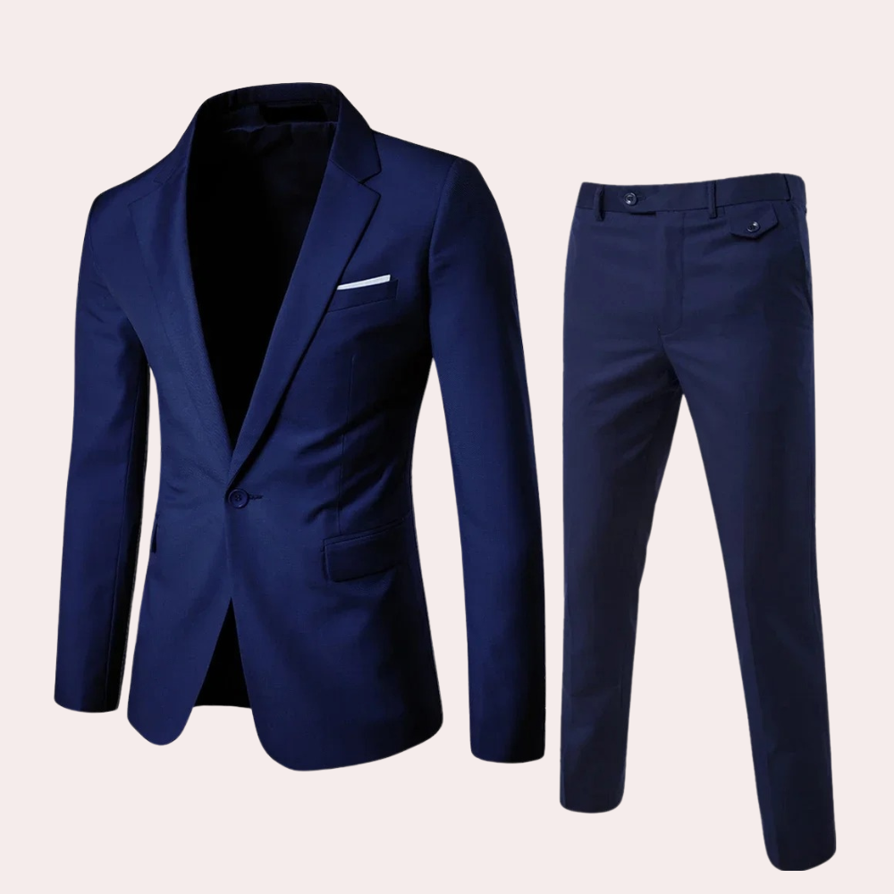 Men's Suit with Blazer and Trousers - Alexander-Dark blue-S-The Livary