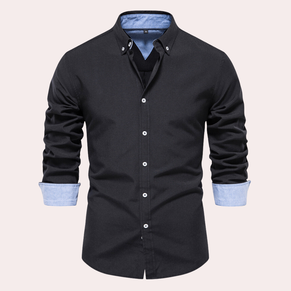 Casual Men's Shirt with Long Sleeves - Remy-Black-S-The Livary