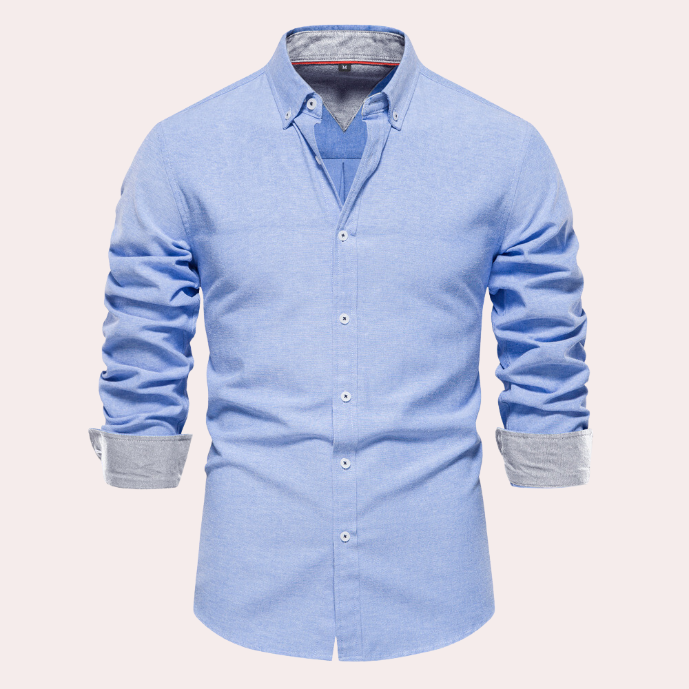 Casual Men's Shirt with Long Sleeves - Remy-Blue-S-The Livary