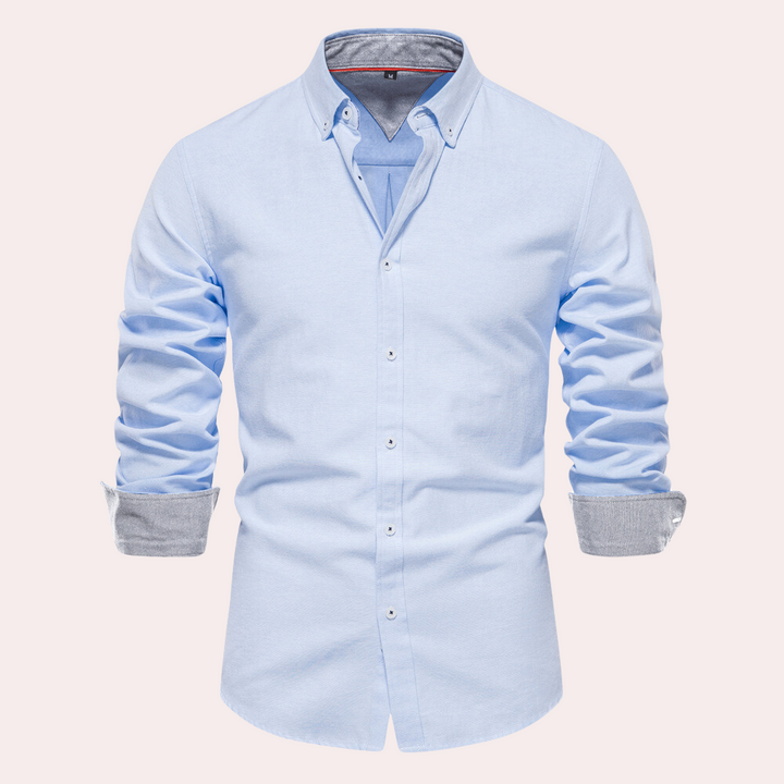 Casual Men's Shirt with Long Sleeves - Remy-Light blue-S-The Livary