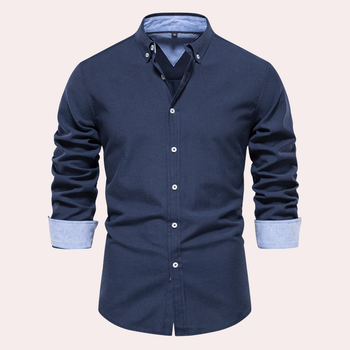 Casual Men's Shirt with Long Sleeves - Remy-Dark blue-S-The Livary