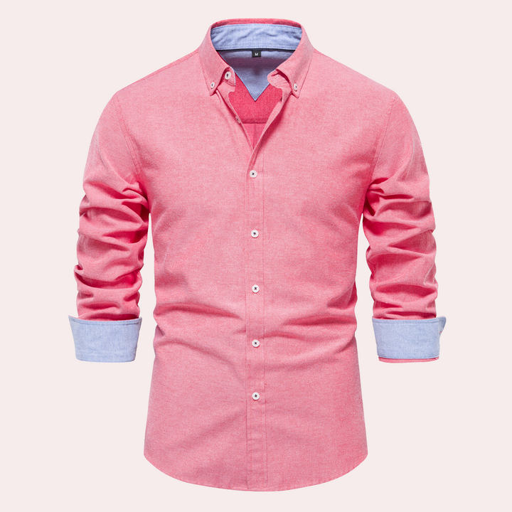 Casual Men's Shirt with Long Sleeves - Remy-Red-S-The Livary