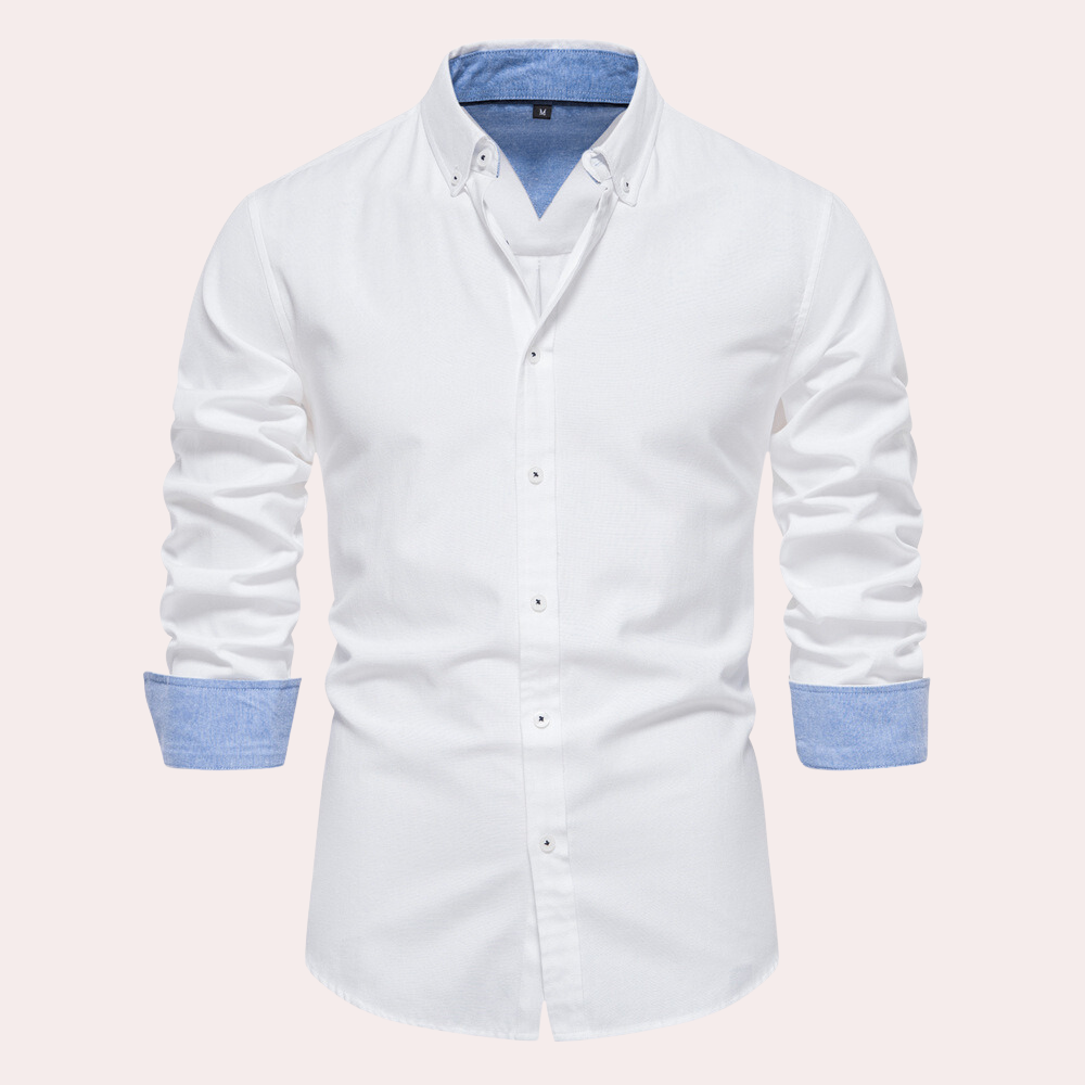 Casual Men's Shirt with Long Sleeves - Remy-White-S-The Livary