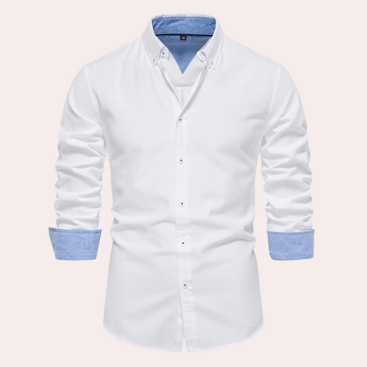 Casual Men's Shirt with Long Sleeves - Remy-White-S-The Livary