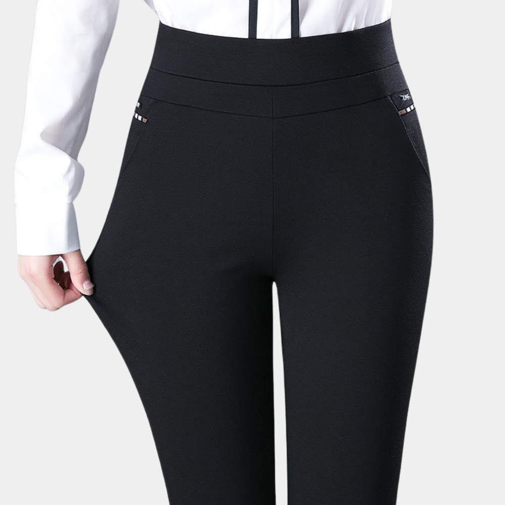 Stylish Stretch Ladies' Trousers - Elara-Black-M-The Livary