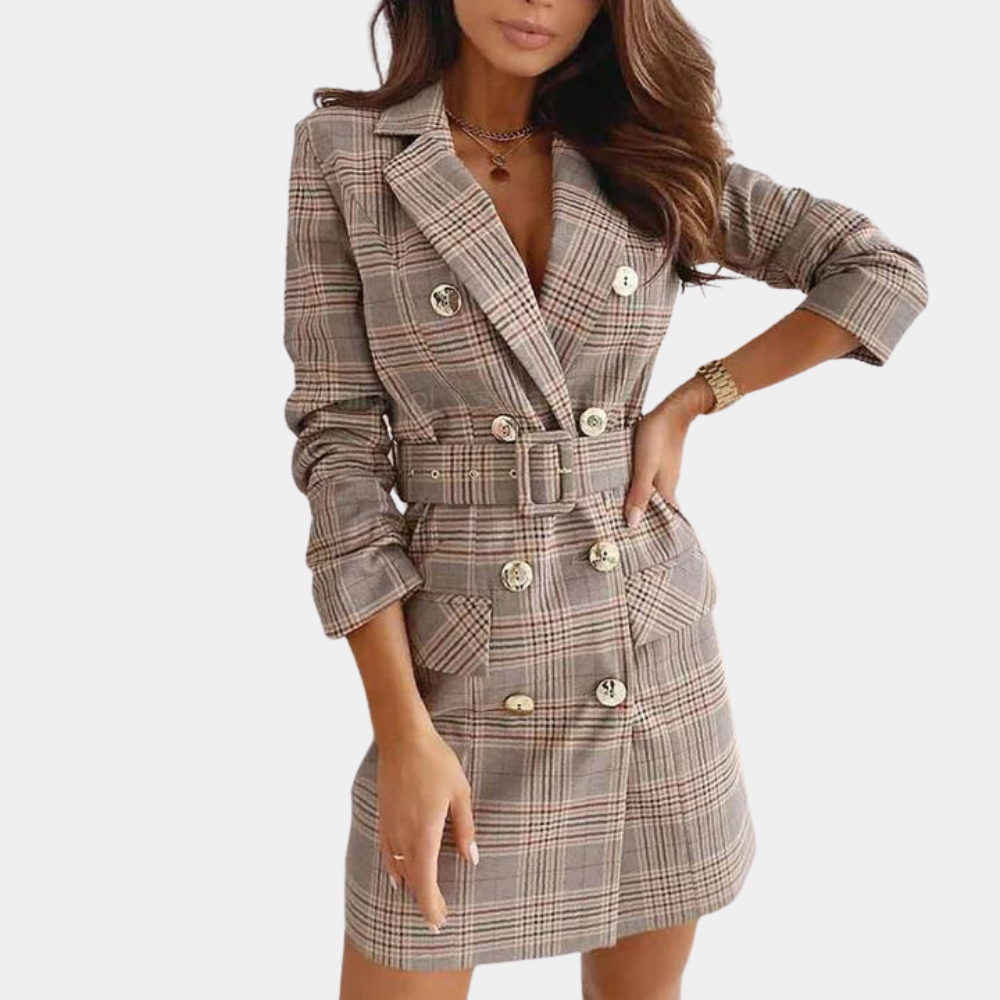 Classic Blazer Dress for a Professional Look - Claire-Beige-S-The Livary